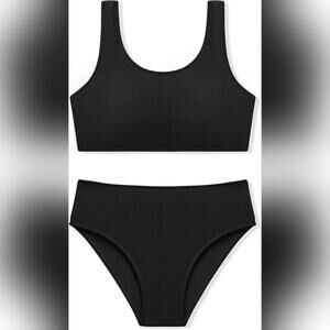 NWOT URMAGIC Girl's Two Piece Ribbed Bikini Swimsuit, 14Y